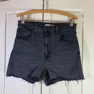 Levi's High Waisted Mom‎ Jean Shorts Black Denim Cut Off Womens Size 30 Festival